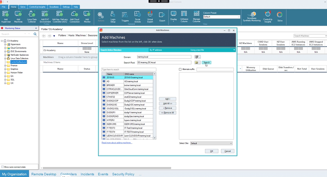 Real Time DX Setup - 2. Deployment - Add Machines - ControlUp Academy