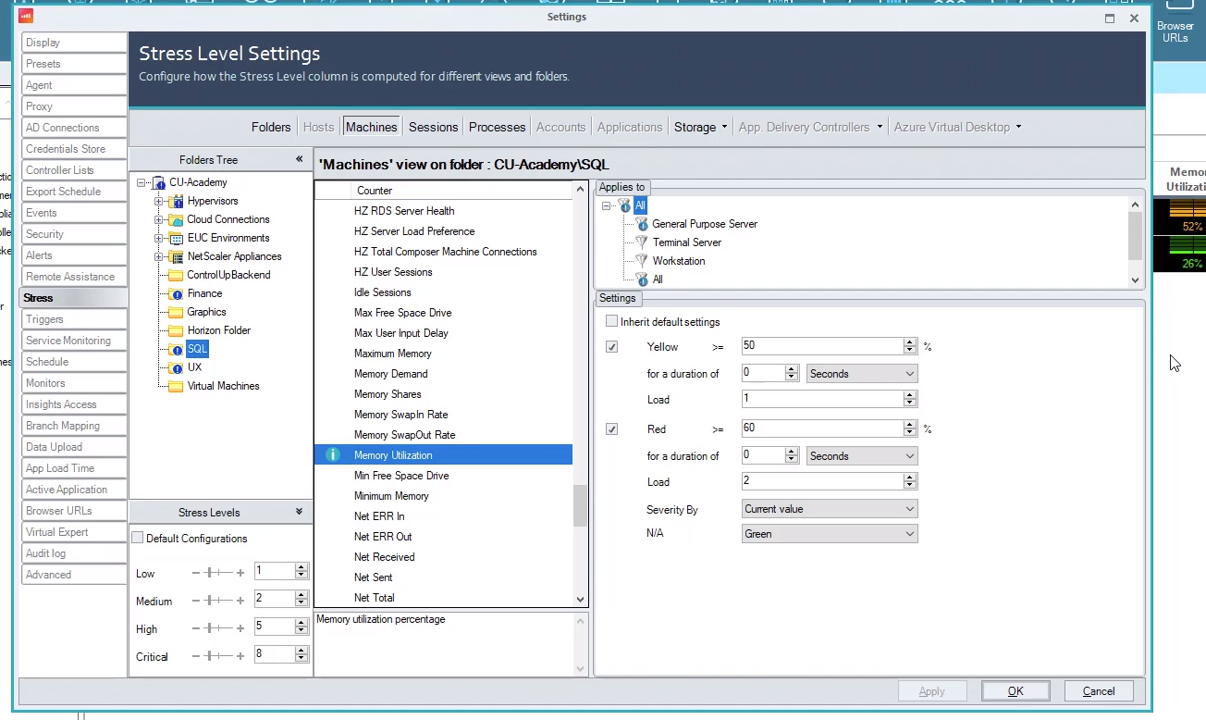 Thresholds - Customize - ControlUp Academy